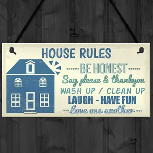 Red Ocean House Rules Cute First Home New House Gifts Home Decor Plaque Kitchen Sign