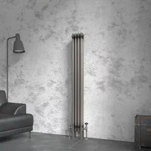 Right Radiators 1500x202 mm Vertical Traditional 3 Column Cast Iron Style Radiator Raw Metal