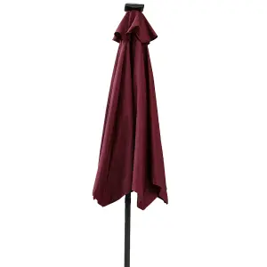 SunDaze 2.5M Wine Red Garden Parasol with Solar LED Lights and Crank Tilt Mechanism Outdoor Patio Umbrella