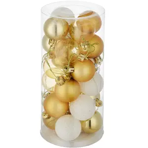 Christmas Baubles - 24-piece set in white and gold - white/gold