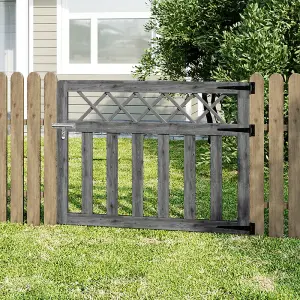 Grey Outdoor Cross Top Wooden Garden Gate Pedestrian Fence Yard Door with Accessory Kit,120cm x 90cm