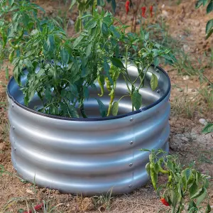 Garden Outdoor Raised Bed Planter Round Galvanised Steel Flower Trough 60 x 30cm