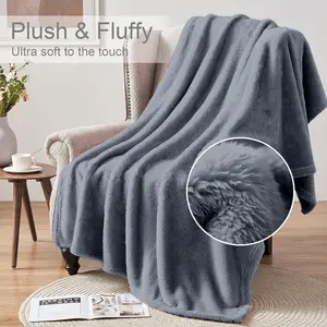 Makilah Sherpa Fleece Throw Fur  Blanket Dark Grey / 200cm H x 150cm W