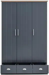 GFW Kendal 3 Door 3 Drawer Wardrobe Slate Blue