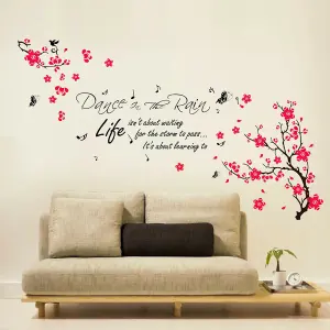 Walplus Huge Flowers Blossom Butterflies Children Wall Stickers Dance Rain Paper Quote