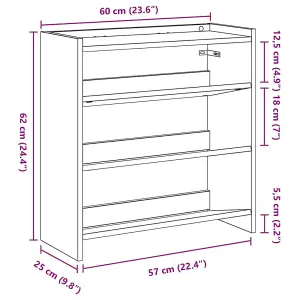 Berkfield Shoe Rack Brown Oak 60x25x62 cm Engineered Wood