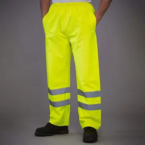 Yoko Mens Hi-Vis Waterproof Contractor Over Trousers (Pack Of 2)