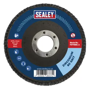 Sealey 80 Grit Flap Discs Zirconium 115mm 22mm Bore 10 Pieces FD1158010