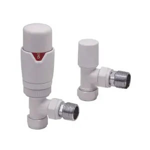 Designer White Angled thermostatic Radiator Valves