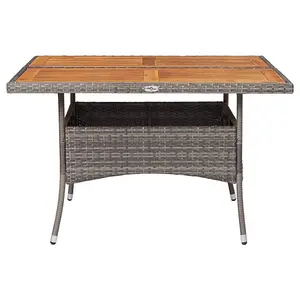 Berkfield Outdoor Dining Table Grey Poly Rattan and Solid Acacia Wood