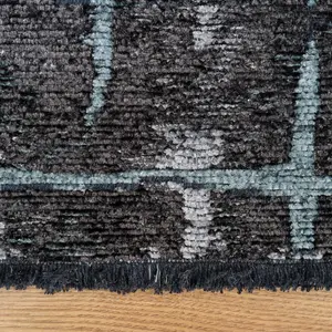 Charcoal Grey Distressed Abstract Reversible Chenille Living Area Rug 150x230cm