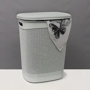 JVL Droplette Design Plastic Laundry Basket, Grey