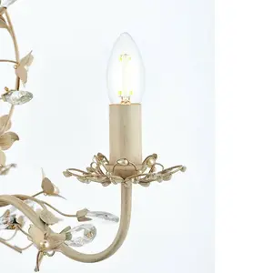 Hanging Flush Ceiling Pendant 3 Light CREAM GOLD Chandelier Lamp Bulb Holder