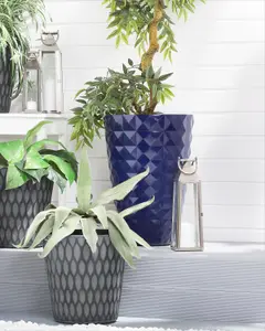 Plant Pot FERIZA Stone Navy Blue