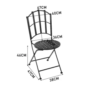 Set of 2 Black Folding Faux Rattan Garden Chairs 93 cm