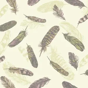 ARTHOUSE VINTAGE PLUME BIRD FEATHER PATTER VINYL WALLPAPER PINK GREEN 252802