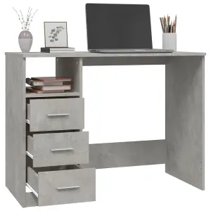 Berkfield Desk with Drawers Concrete Grey 102x50x76 cm Engineered Wood