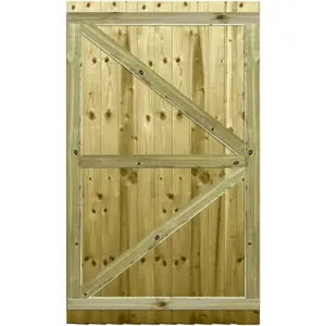 Premier Garden Supplies Pedestrian Gate 180cm (6ft) High x 105cm Wide Feather Edge Flat Top Fully Framed Single Swing Gate