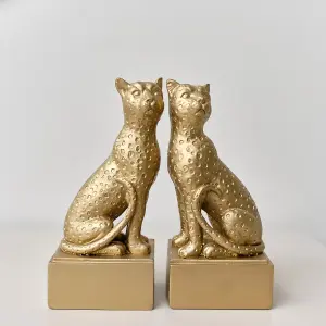 Melody Maison Gold Sitting Leopard Bookends - 20cm