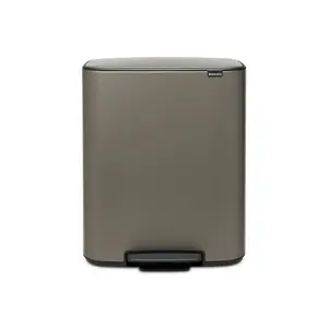 Brabantia Bo 30 Litre + 30 Litre Pedal Bin with Two Inner Buckets Platinum