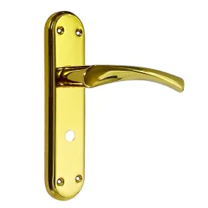 Genova Door Handles Brass Twist Lever Bathroom Lock Marina Backplate