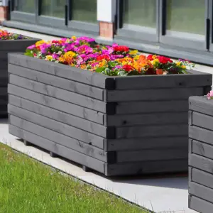 1m Grey Pine Raised Trough Planter