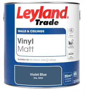 Leyland Trade Vinyl Matt Walls & Ceilings Emulsion Paint Violet Blue (RAL 5000) 2.5L