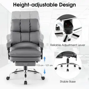 Costway Office Desk Chair Ergonomic Padded Reclining Chair W/Retractable Footrest