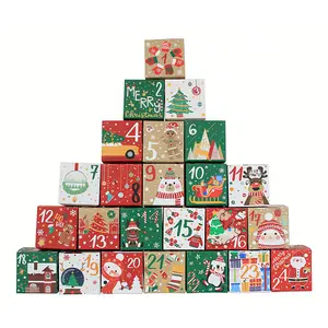 Christmas Advent Calendar New Gift Candy Box 7cm Christmas Candy Box 1-24 Digital Packaging