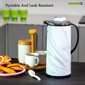 Royalford Marble Vacuum Flask | Double Walled Vacuum Insulated Tea Carafe 1300ML /44OZ Jug