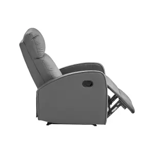 Manual Reclining Armchair in Grey Leather - Parma