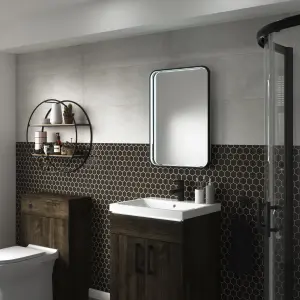 Sensio Aspect Matt Black Rectangular Wall-mounted Bathroom Illuminated Mirror (H)70cm (W)50cm