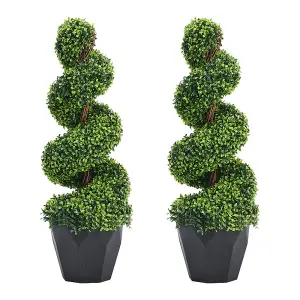 2 pcs Boxwood Tree Artificial Spiral Topiary Plant House Plant Garden Artificial Plant H 90 cm