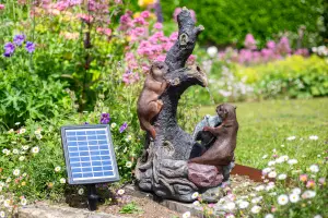 Easy Fountain Woodland Otters Solar With Battery Backup incl LEDs - L 23 cm x W 36 cm x H 68 cm