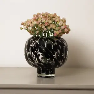 Melody Maison Round Black Mottled Tortoiseshell Bubble Vase - 14cm