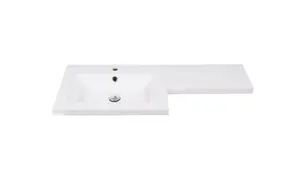 GoodHome Imandra LH Gloss White P-shaped Vanity Basin (W)110.4cm