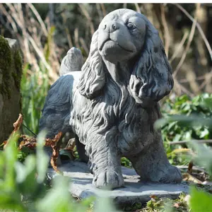 Stone Cast Standing Cocker Spaniel Garden Ornament