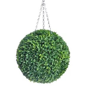 Best Artificial 38cm Green Olive Grass Hanging Basket Topiary Ball - Suitable for Outdoor Use - Weather & Fade Resistant