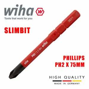 Wiha Slimbit Screwdriver SlimVario PZ SL PH Torx HEX 75mm 1000v VDE Electrician Phillips PH2 34584