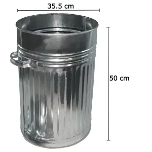 Galvanised Metal Bin Waste Rubbish Dustbin Rubbish Waste Animal Feed Outdoor or Indoor Bin, Retro Bin 45L