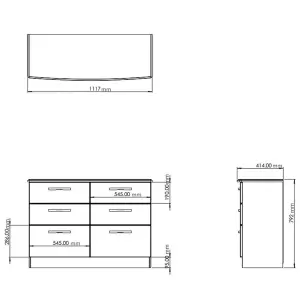 Sussex Ready assembled Beige & oak 6 Drawer Chest (H)792mm (W)1117mm (D)414mm