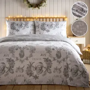 Santa Joy Silver Duvet Cover Set