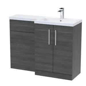 Furniture Combination Vanity Basin and WC Unit Right Hand - 1100mm x 390mm - Anthracite