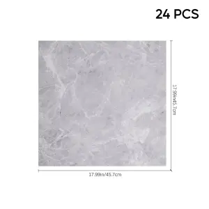 24Pcs Marble Texture Self-adhesive PVC Flooring Tile 2mm Thickness Square Flooring Tile