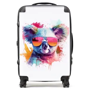 Colourful Splashart Koala In Glasses Suitcase - Medium