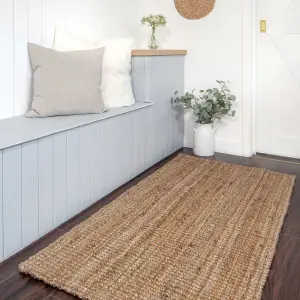 Handwoven Natural Chunky Jute Living Area Rug 80x150cm