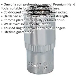 Premium 9mm Forged Steel Drive Socket with Polished Chrome Finish