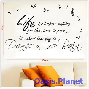 Walplus Decal Wall Art Dance In The Rain Music Wall Stickers Art Mural Quote Wallpaper Girls Boy/Living