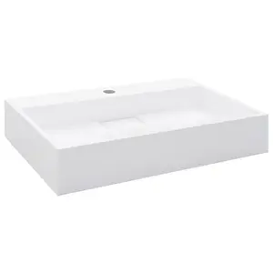 Belfry Bathroom Matanna White Ceramic Rectangular Sink 1 tap hole / 600 x 380 x 110 mm