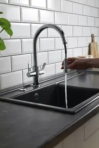 Clearwater Kira C Spout Pull Out With Twin Spray Kitchen Matt Black - KIR30MB